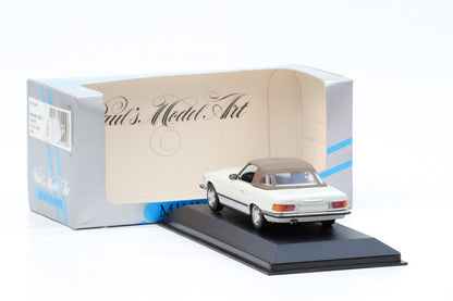 1:43 Mercedes-Benz 350 SL R107 Cabriolet 1974 weiss Softtop Minichamps