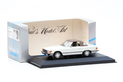 1:43 Mercedes-Benz 350 SL R107 Cabriolet 1974 weiss Softtop Minichamps