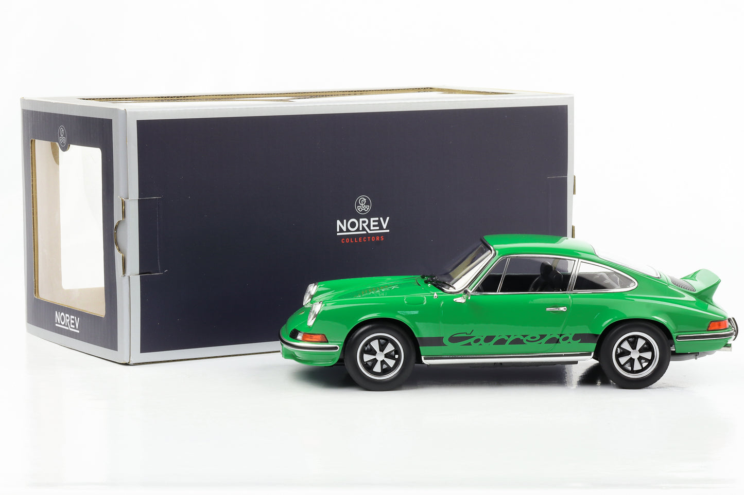 1:18 Porsche 911 RS Touring Carrera 1973 verde con decoración negra Norev