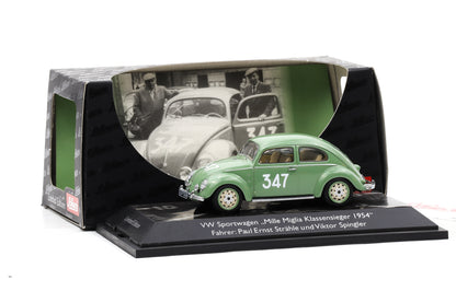 1:43 Schuco 1:43 Schuco VW Bretzelkäfer #347 Mille Miglia 1954 Strähle Spingler