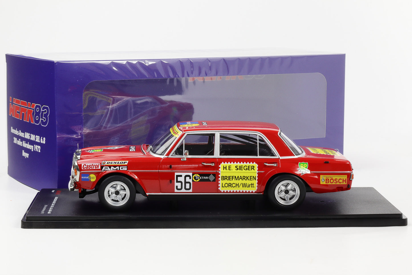 1:18 Werk83 Mercedes-Benz 300 SEL 6.8 AMG #56 200 Meilen Nürnberg 1972 H. Heyer