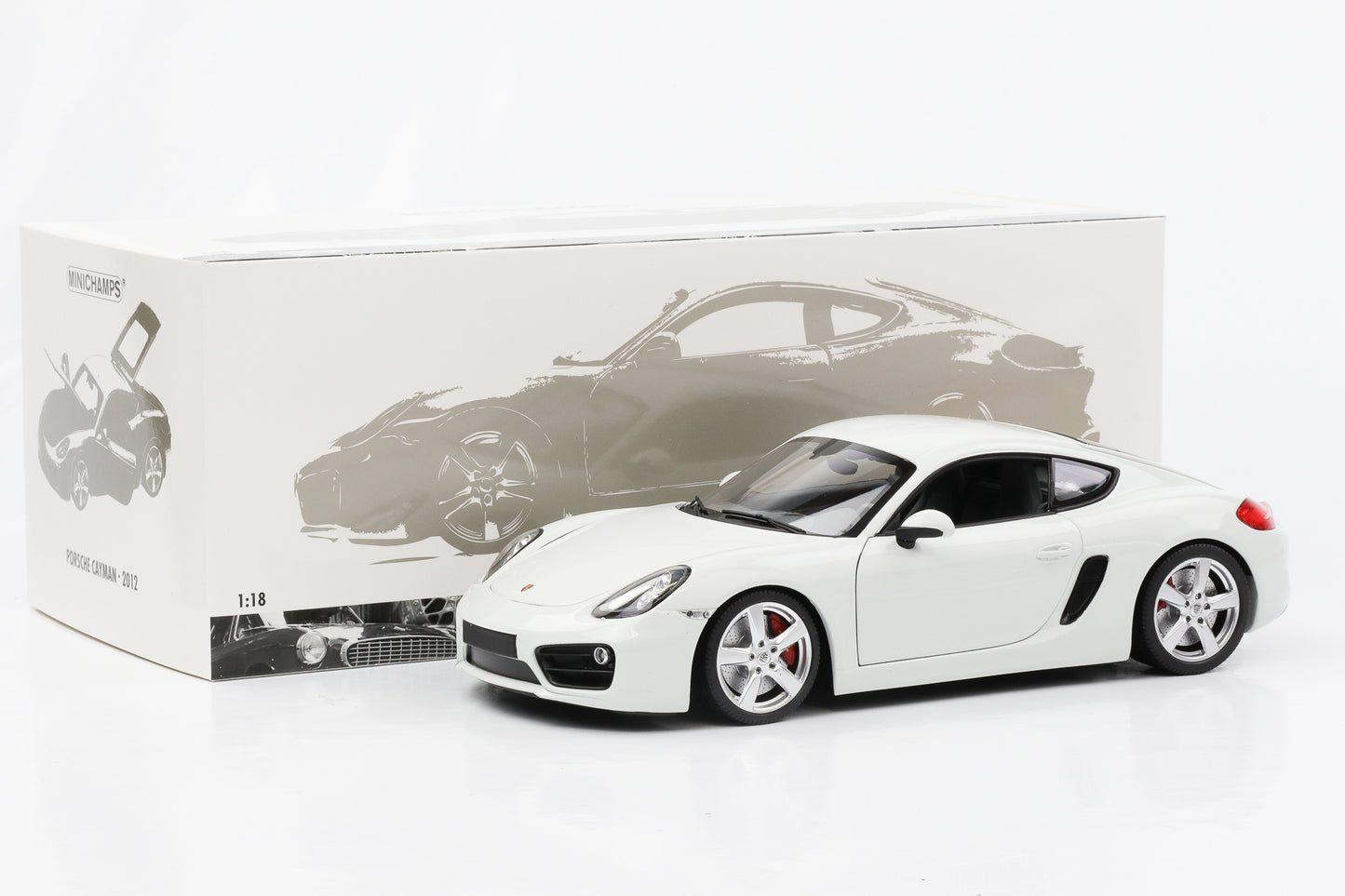 1:18 Porsche Cayman S 2012 white Minichamps diecast opening