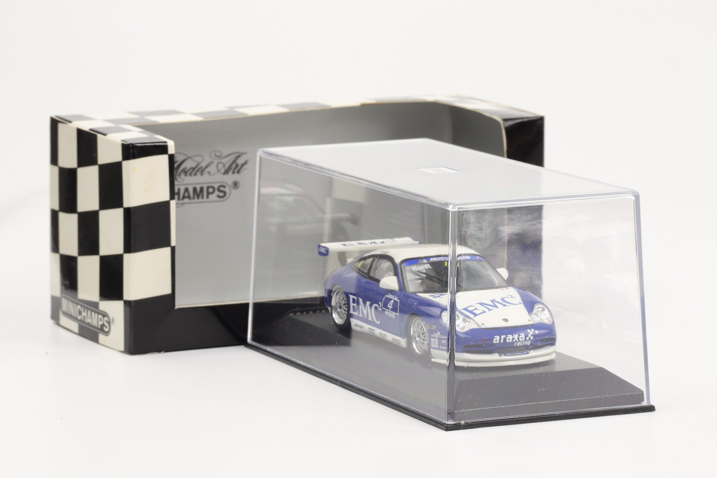 1:43 Minichamps Porsche 911 GT3 Carrera Cup 2004 EMC Araxa Racing #4 Hardt