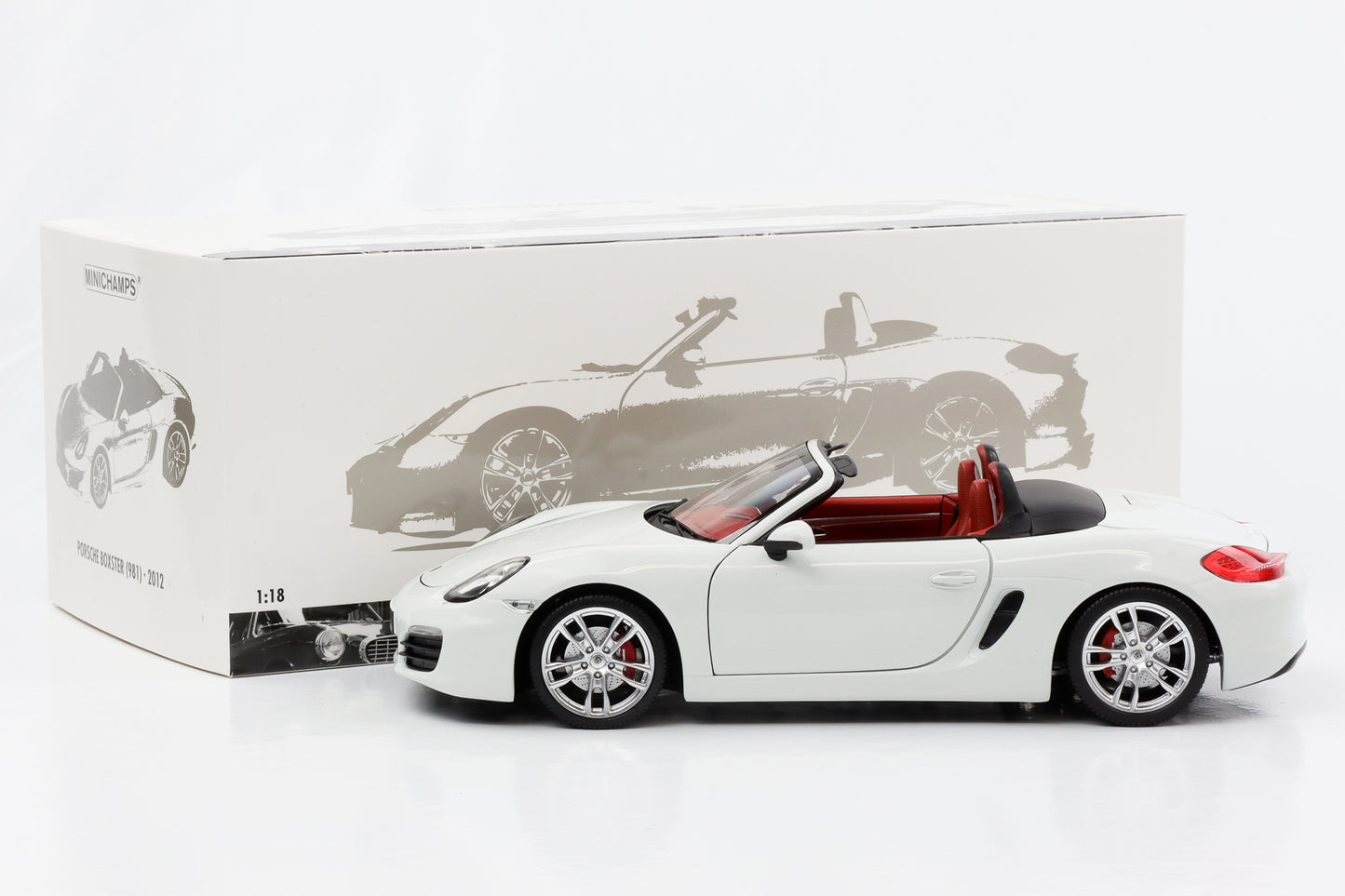 1:18 Porsche Boxster S 981 2012 branco Minichamps fundido