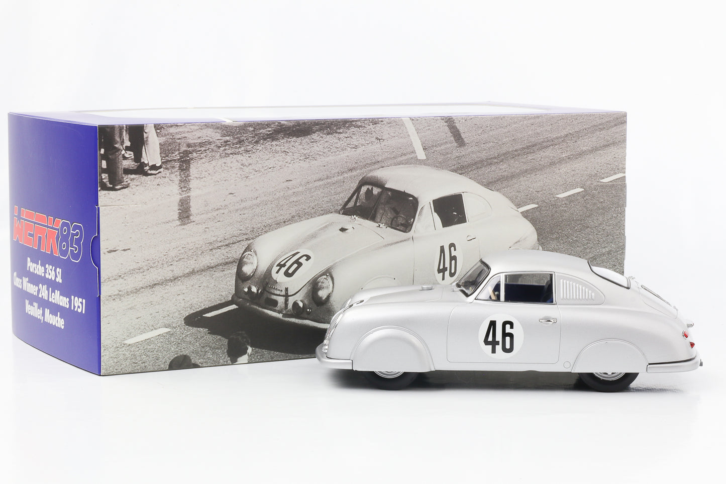 1:18 Porsche 356 SL #46 Veuillet, Mouche Class Winner 24h LeMans 1951 WERK83 diecast