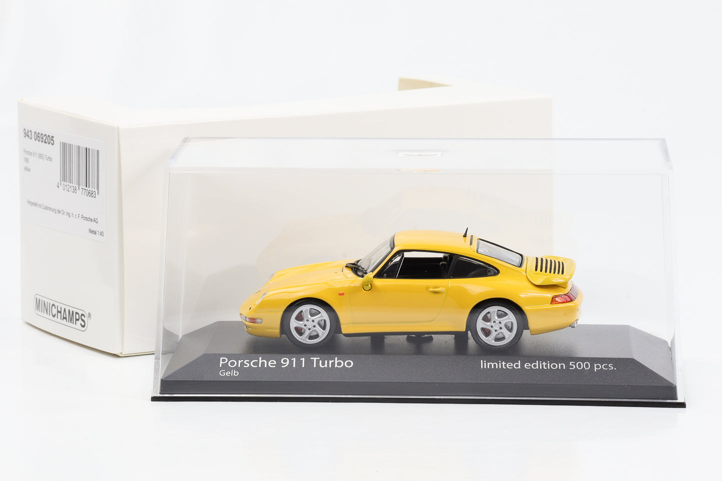 1:43 Porsche 911 993 Turbo 1995 jaune Minichamps limitée