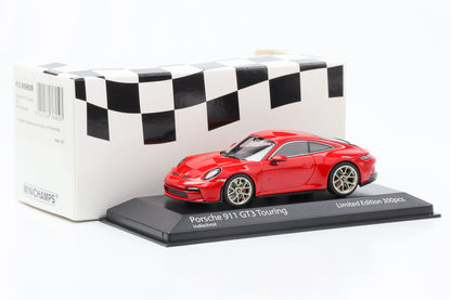 1:43 بورش 911 992 GT3 Touring 2021 سيارة Minichamps حمراء هندية محدودة