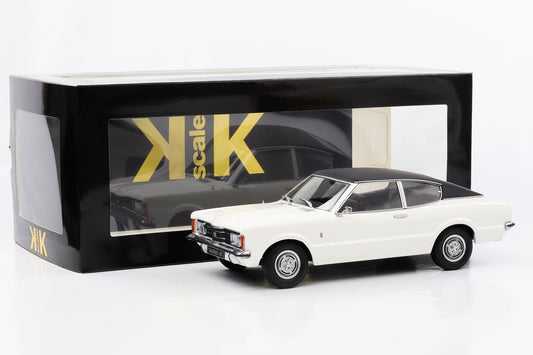 1:18 福特 Taunus GT Coupe 带乙烯基车顶 1971 年白色哑光黑色 KK 比例