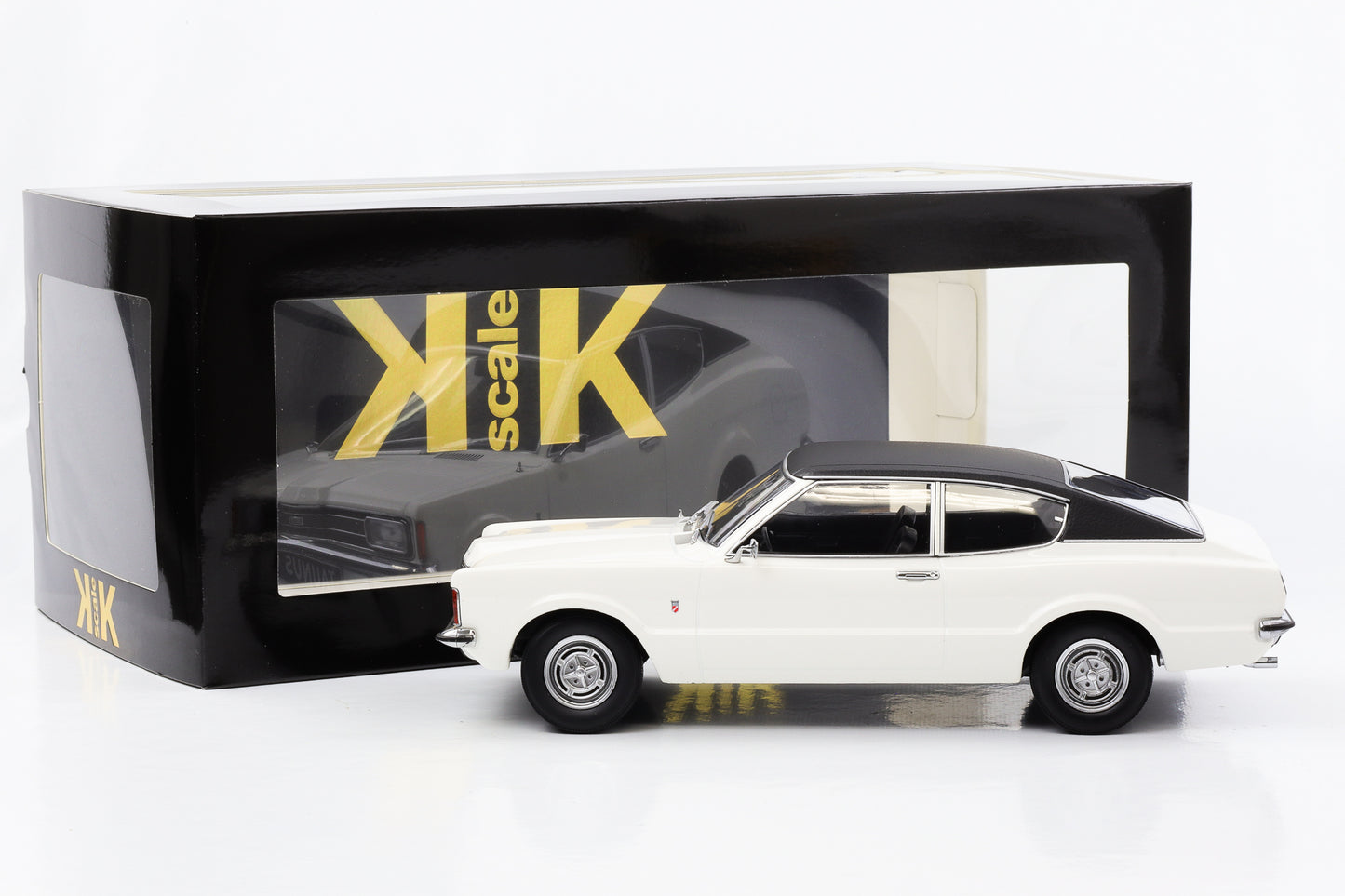 1:18 Ford Taunus GT Coupe with vinyl roof 1971 white matt black KK scale
