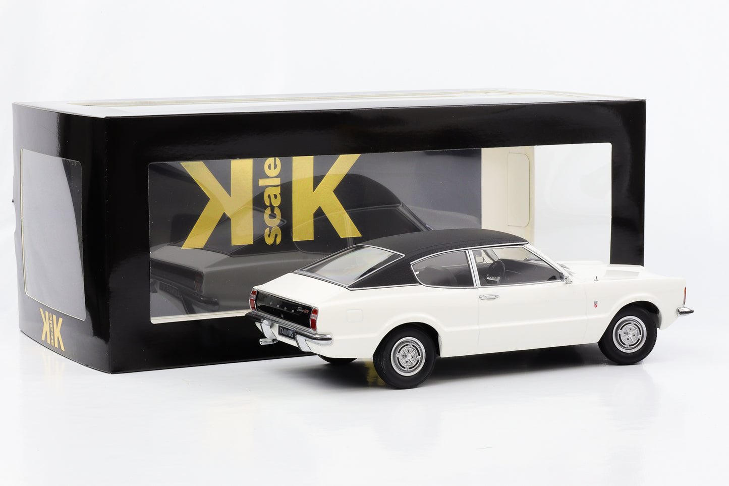 1:18 Ford Taunus GT Coupe with vinyl roof 1971 white matt black KK scale
