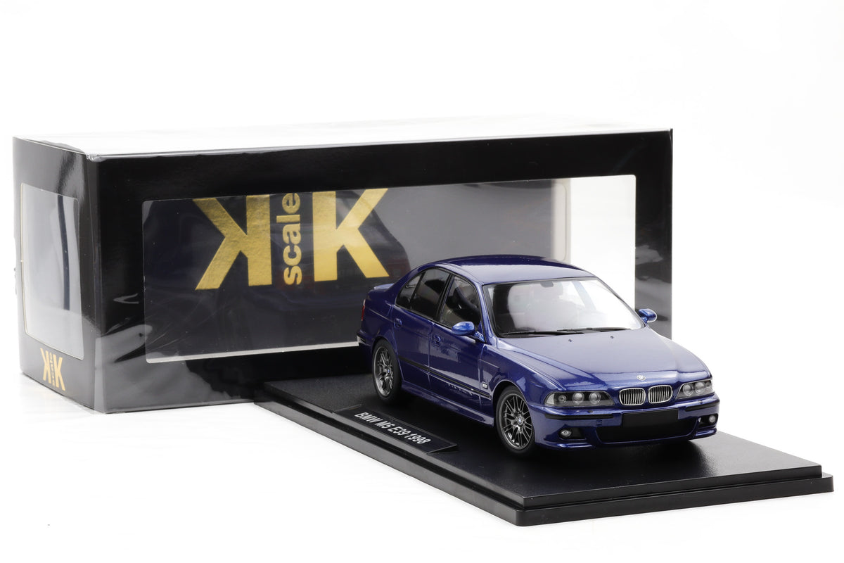1:18 BMW M5 E39 Saloon 1998 blau metallic KK-Scale diecast + Vitrine