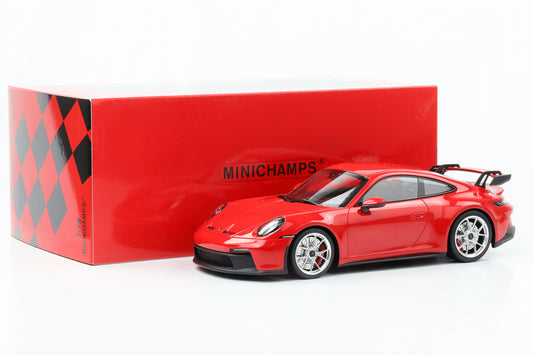 1:18 Porsche 911 992 GT3 Street vermelho indiano 2021 Minichamps 111 peças