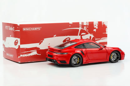 1:18 Porsche 911 992 Turbo S Coupe Sport Design 2021 rosso indiano Minichamps