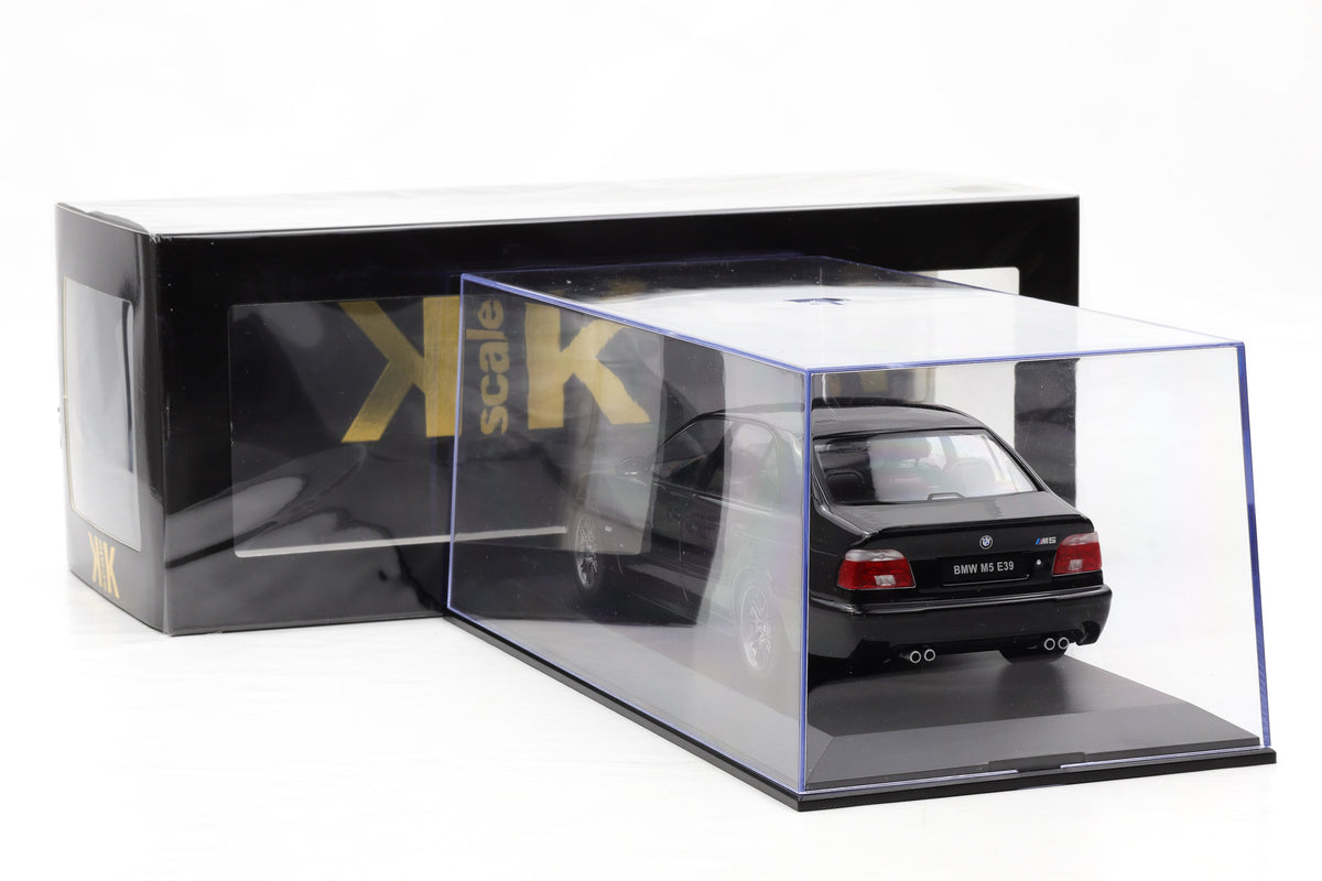 1:18 BMW M5 E39 Saloon 1998 schwarz KK-Scale diecast + Vitrine