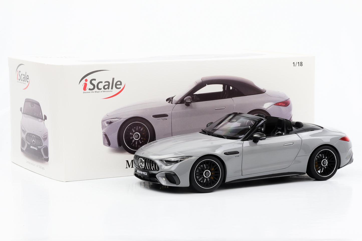 1:18 Mercedes-Benz AMG SL 63 4Matic Roadster R232+ alpine gray iScale diecast