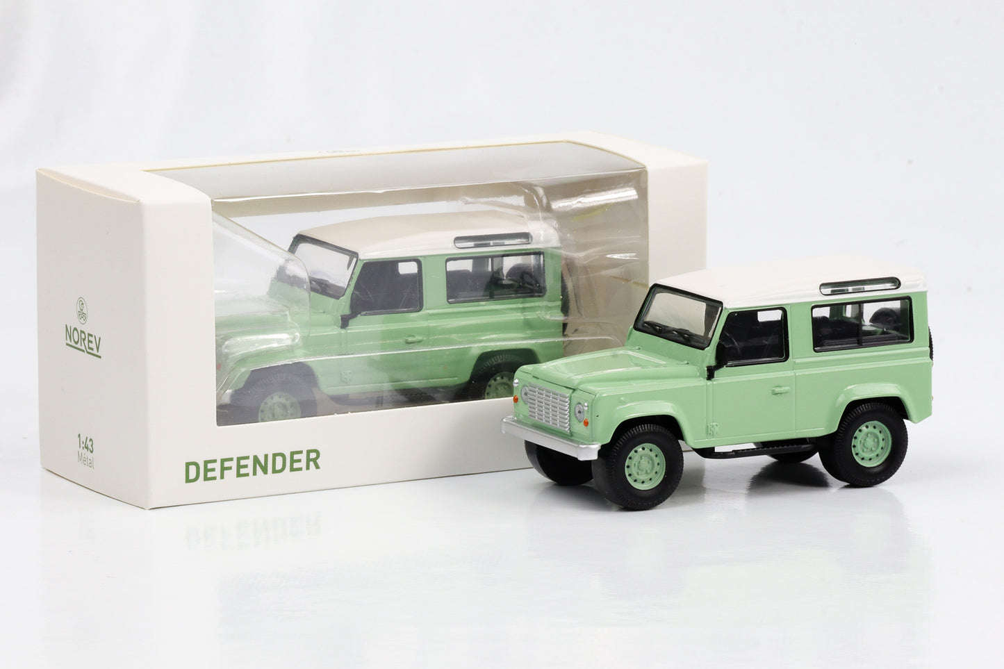 1:43 Land Rover Defender 90 green 1995 Norev Jet Car diecast