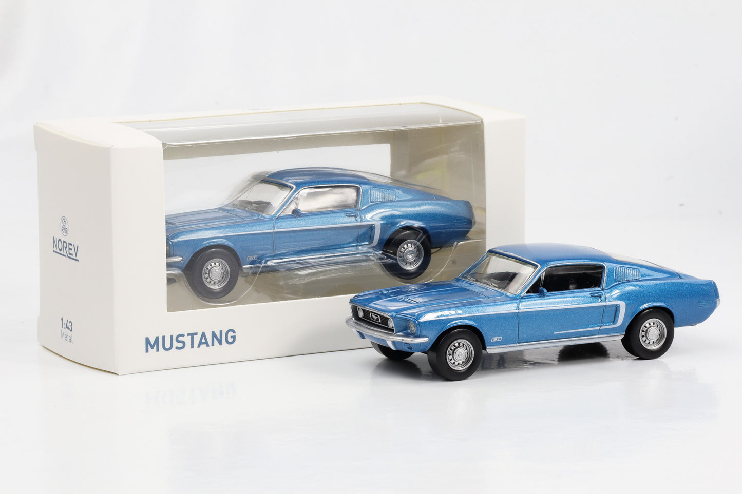 1:43 Ford Mustang Fastback Acapulko blue 1968 Norev Jet Car diecast