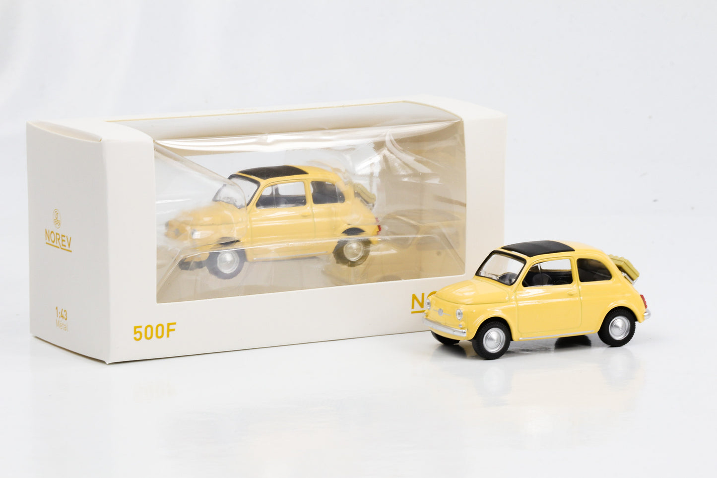 1:43 Fiat 500F tahitigelb 1965 Norev Jet Car diecast