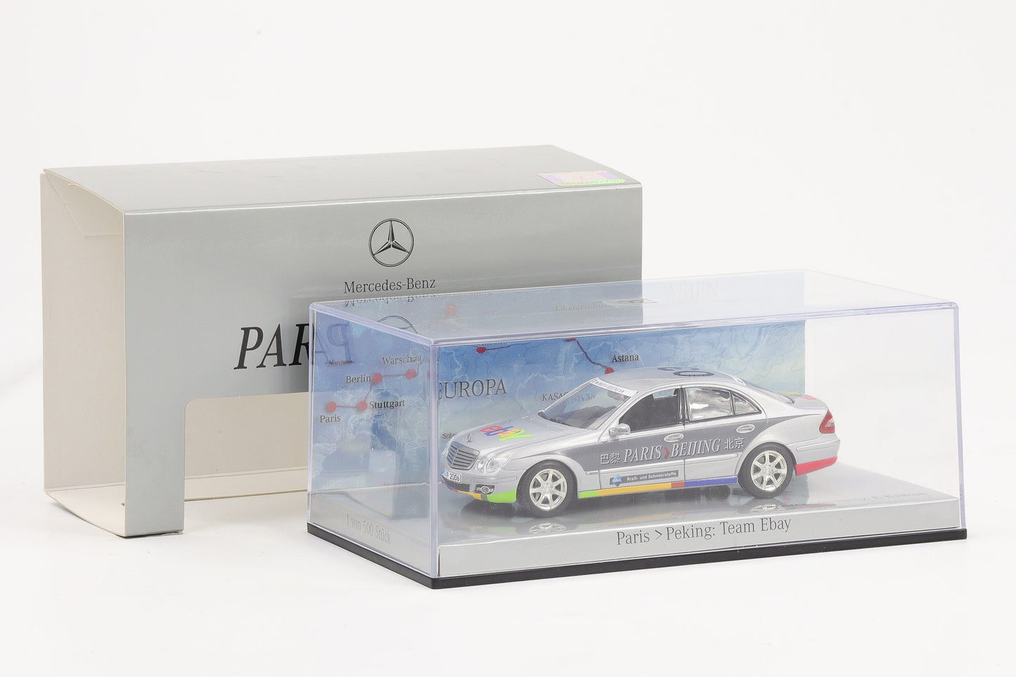 1:43 Minichamps Mercedes-Benz E-Klasse Rally Paris - Peking Team Ebay 2006