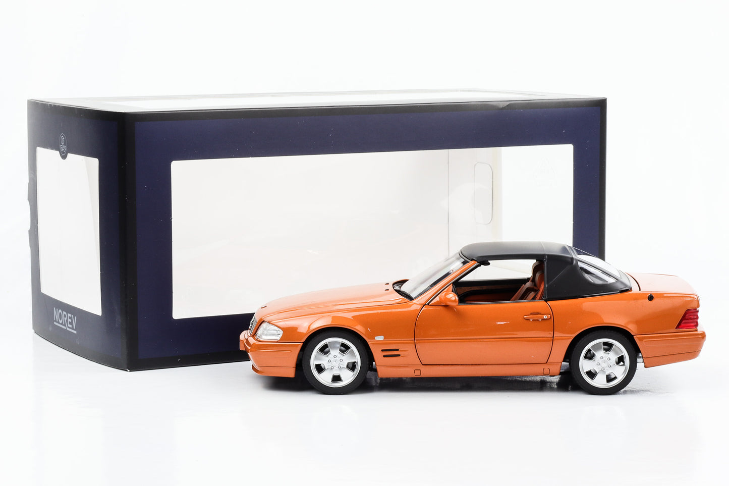 1:18 Mercedes-Benz 500 SL R129 mit Softtop orange metallic Norev Dealer