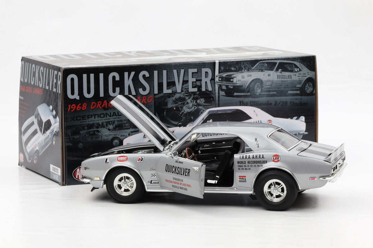 1:18 Chevrolet Camaro Z/28 „Quicksilver“ Drag Racing 1968 ACME Full Opening
