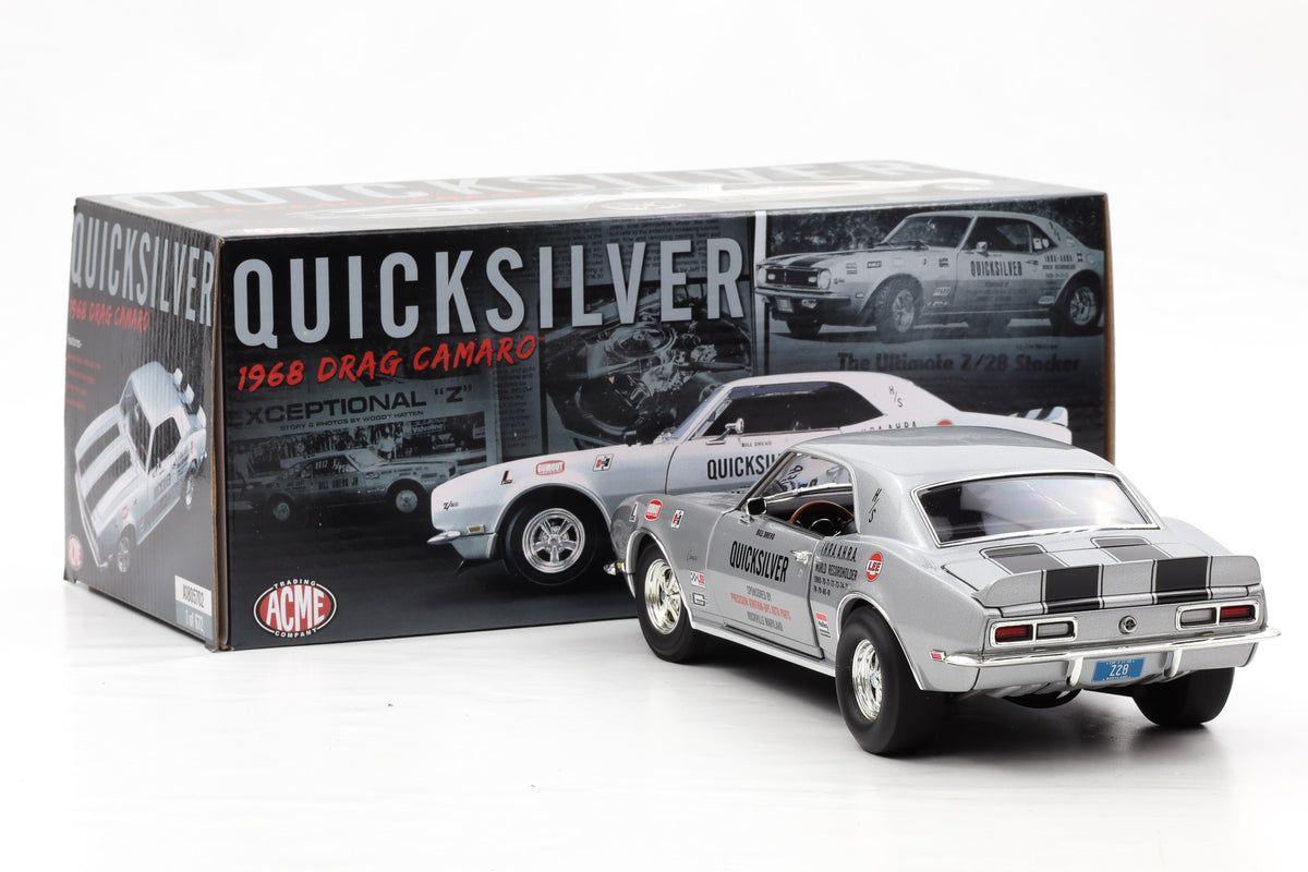 1:18 Chevrolet Camaro Z/28 „Quicksilver“ Drag Racing 1968 ACME Full Opening