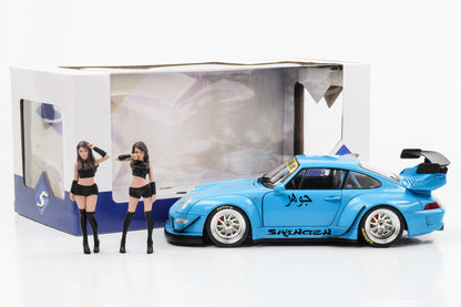 1:18 Porsche 911 993 Turbo RWB Rauh-Welt Shingen mit Figur 2018 blau Solido