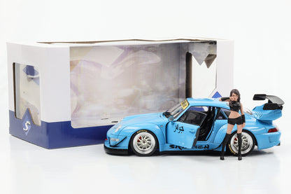 1:18 Porsche 911 993 Turbo RWB Rauh-Welt Shingen mit 1 Figur 2018 blau Solido