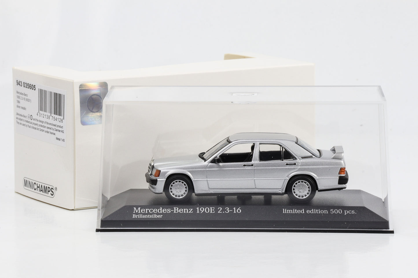 1:43 Mercedes-Benz 190E 2.3-16V W201 silber metallic Minichamps