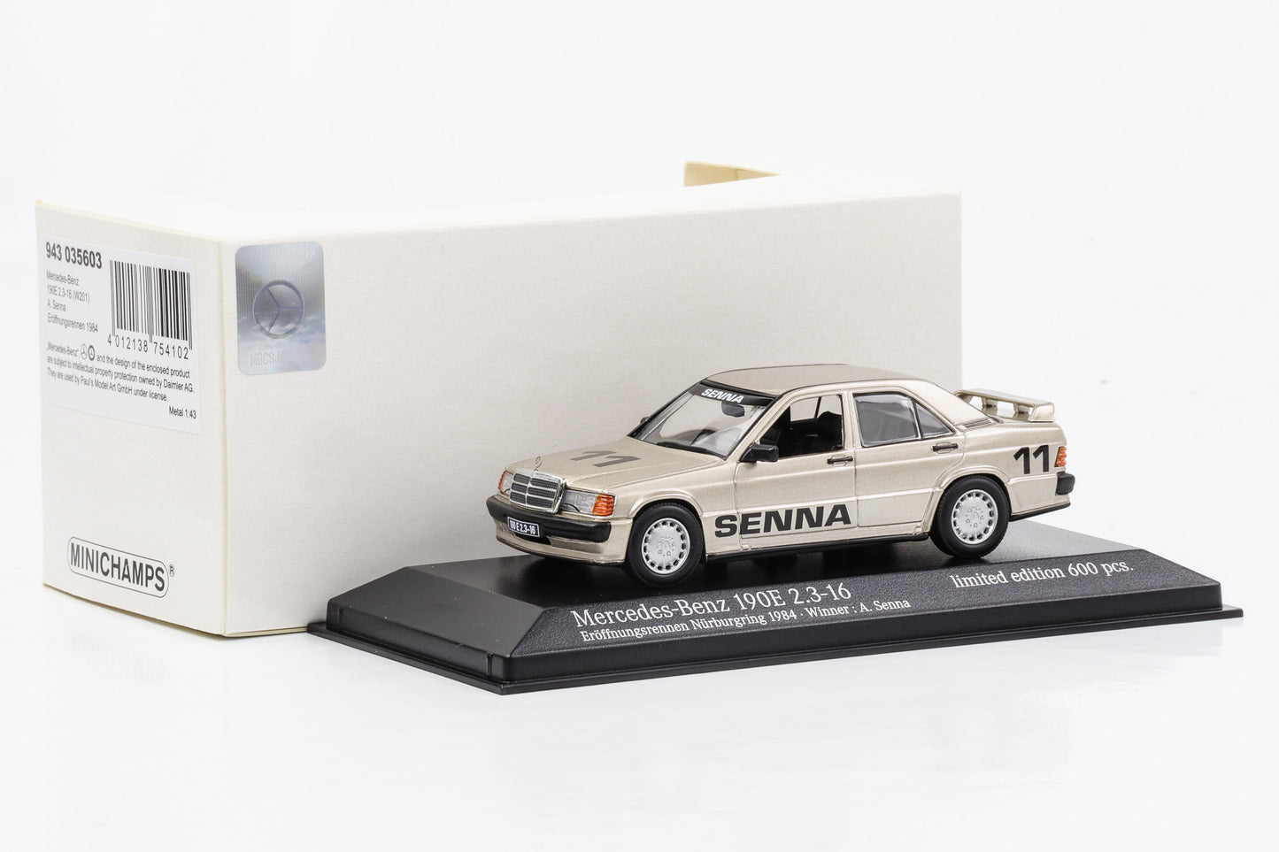 1:43 Mercedes-Benz 190E 2.3-16V W201 Senna #11 Nürburgring 1984 Minichamps