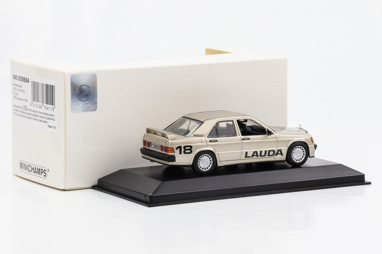 1:43 Mercedes-Benz 190E 2.3-16V W201 Lauda #18 Nürburgring 1984 Minichamps