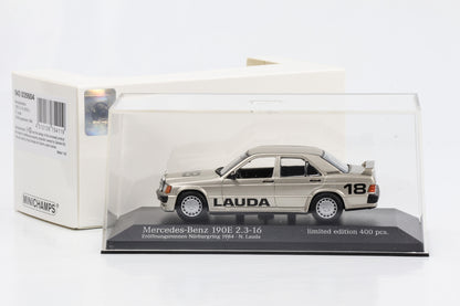 1:43 Mercedes-Benz 190E 2.3-16V W201 Lauda #18 Nürburgring 1984 Minichamps