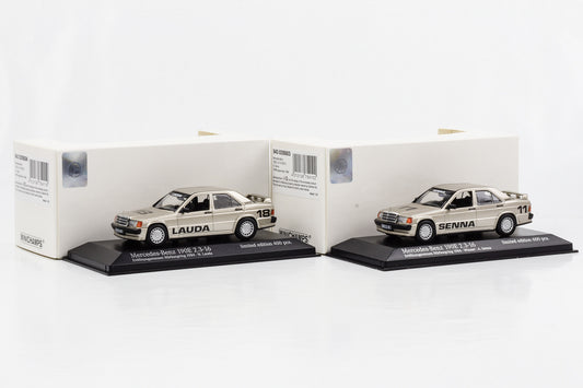 1:43 Mercedes-Benz 190E 2.3-16V Set Senna #11 Lauda #18 Nürburgring 84 Minichamps