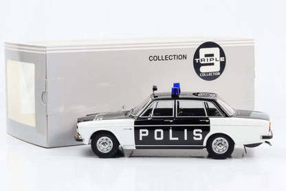 1:18 Volvo 164 1970 schwarz-weiß Sweden Polis Police Car Triple 9 diecast