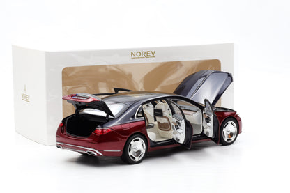 1:18 Norev Mercedes Maybach S 680 4MATIC (Z223) 2021  Nautical Blue Patagonia Red