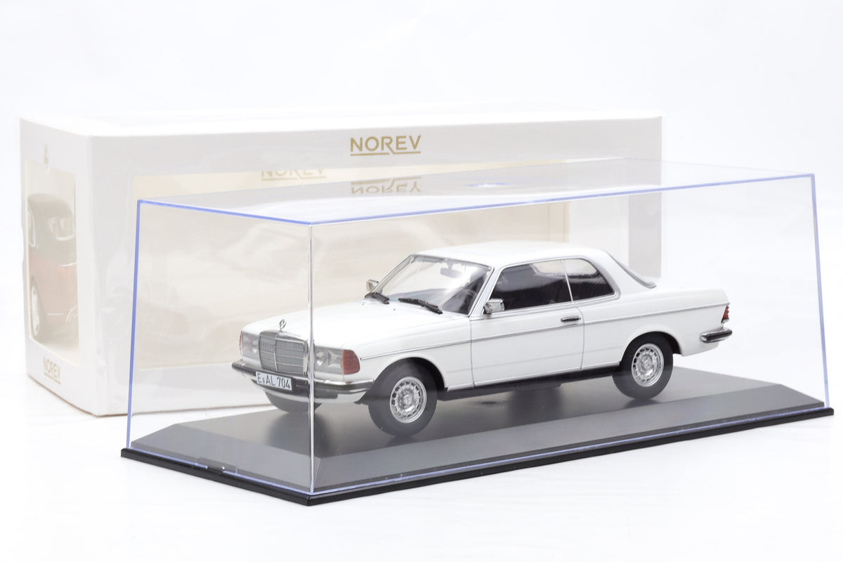 1:18 Norev Mercedes-Benz 280 CE Coupe C123 1980 white + Vitrine