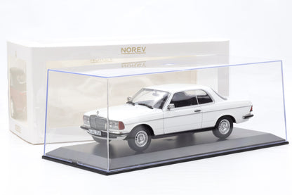 1:18 Norev Mercedes-Benz 280 CE Coupe C123 1980 white + Vitrine