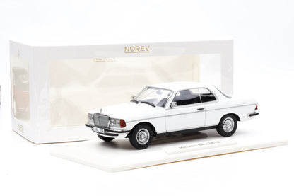 1:18 Norev Mercedes-Benz 280 CE Coupe C123 1980 white + Vitrine