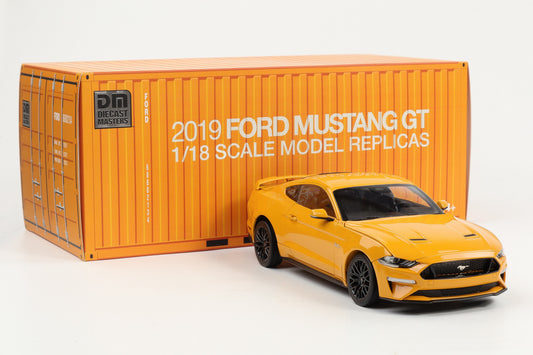 1:18 Diecast Masters Ford Mustang GT 5.0 Coupe LHD Kona orange blue 2019