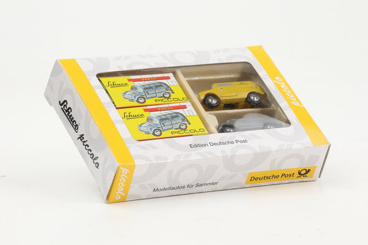 1:90 Schuco Piccolo 2x Volkswagen Fridolin Deutsche Bundespost Set gelb/grau Art.Nr. 03929S