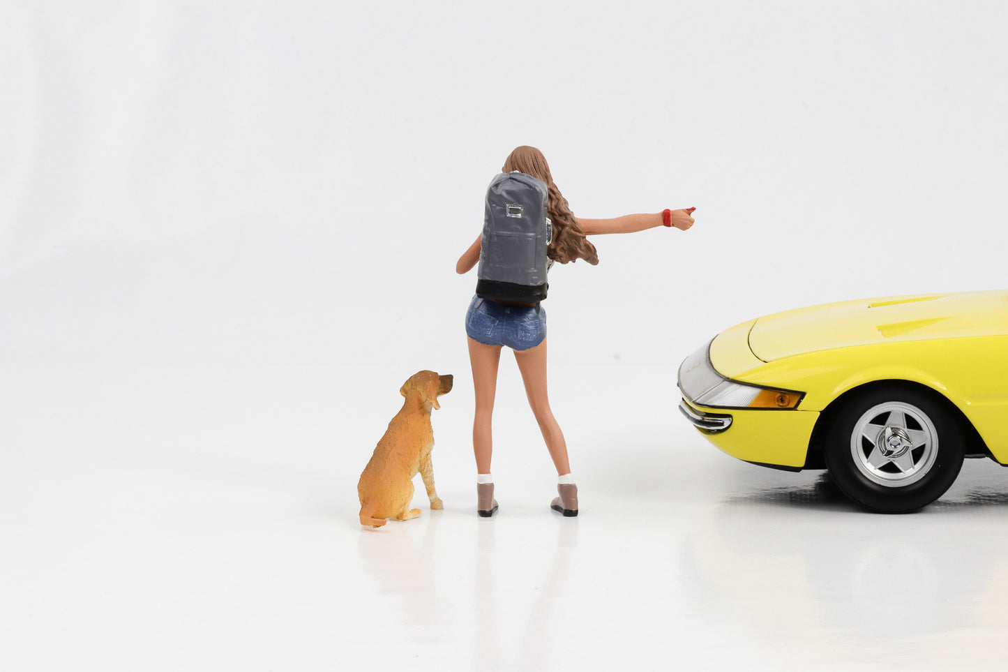 1:18 Figur Anhalter Girl Giovanna mit Rucksack und Hund Figuren American Diorama