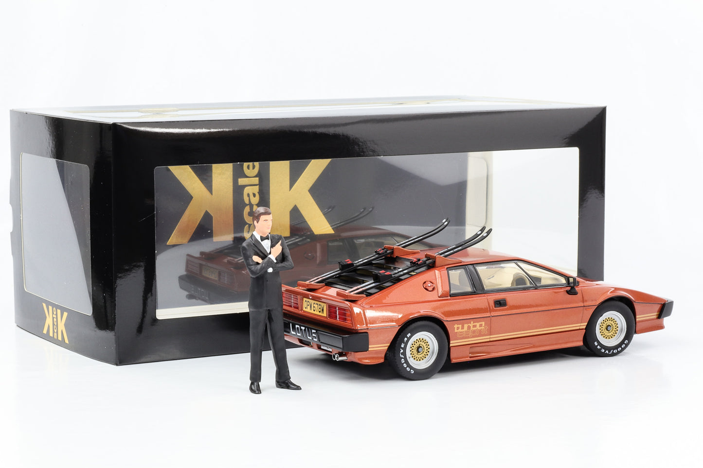 1:18 Lotus Esprit with ski cooper metallic like Bond Movie with Figur KK-Scale