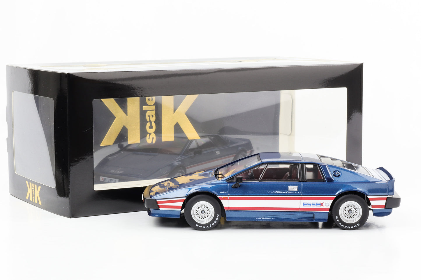 1:18 Lotus Esprit Turbo 1981 blau metallic mit Dekor silber KK-Scale diecast