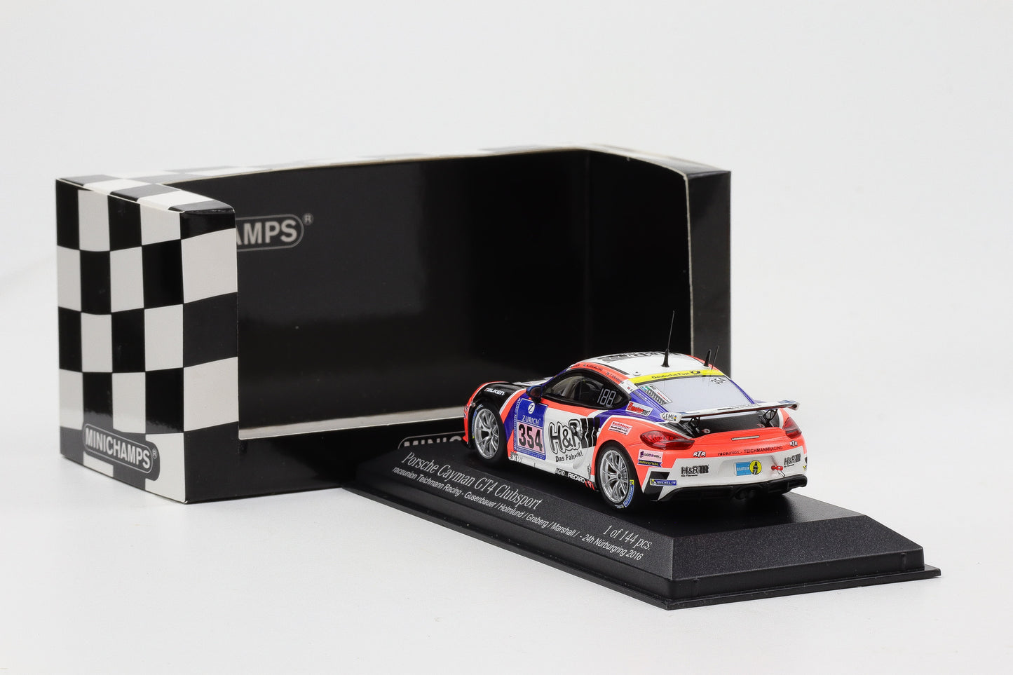 1:43 Minichamps Porsche Cayman GT4 Clubsport 24h Nürburgring 2016 raceunion Teichmann Racing