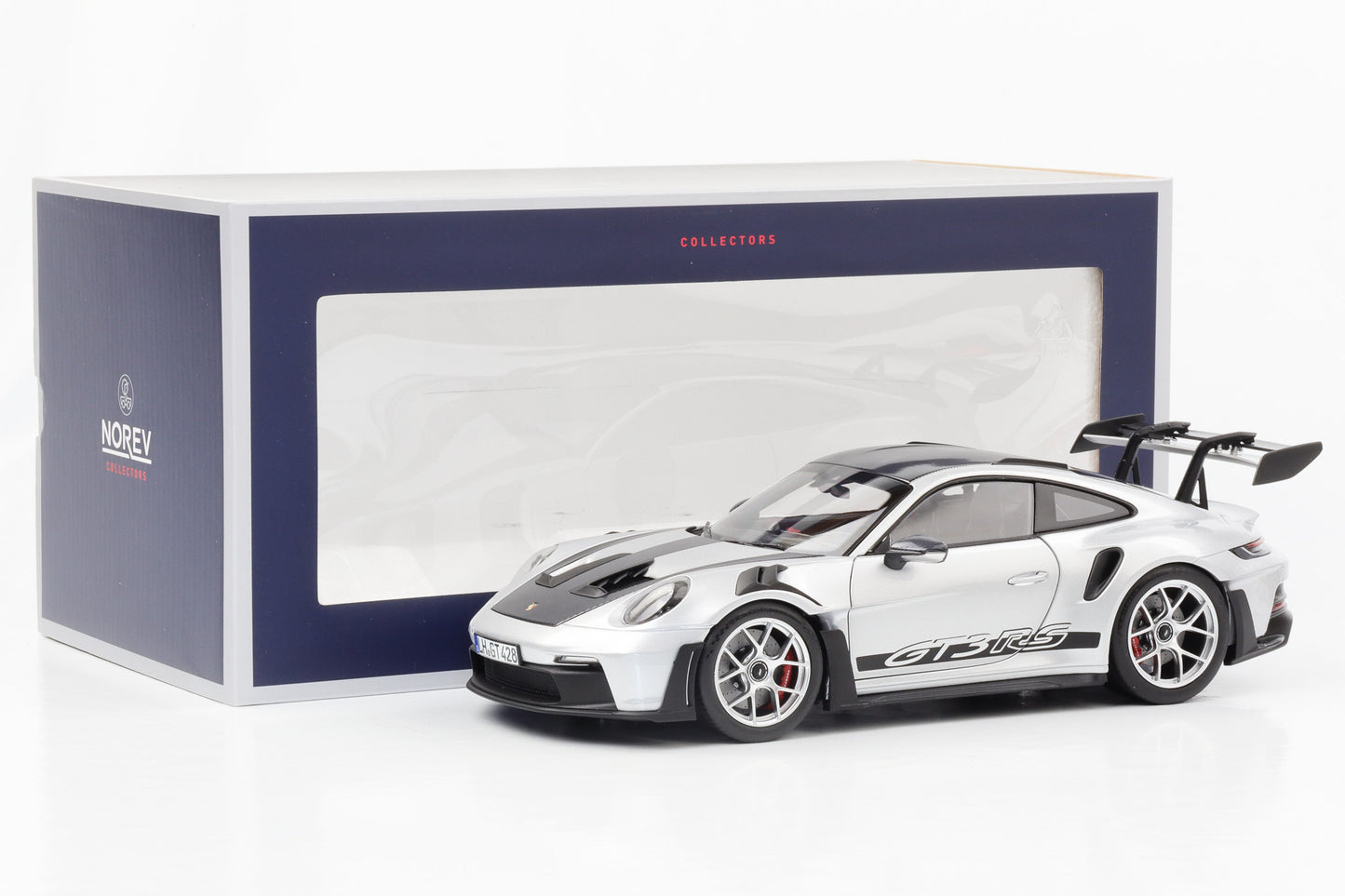 1:18 Porsche 911 992 GT3 RS 2022 Weissach GT-Silbermetallic Norev opening