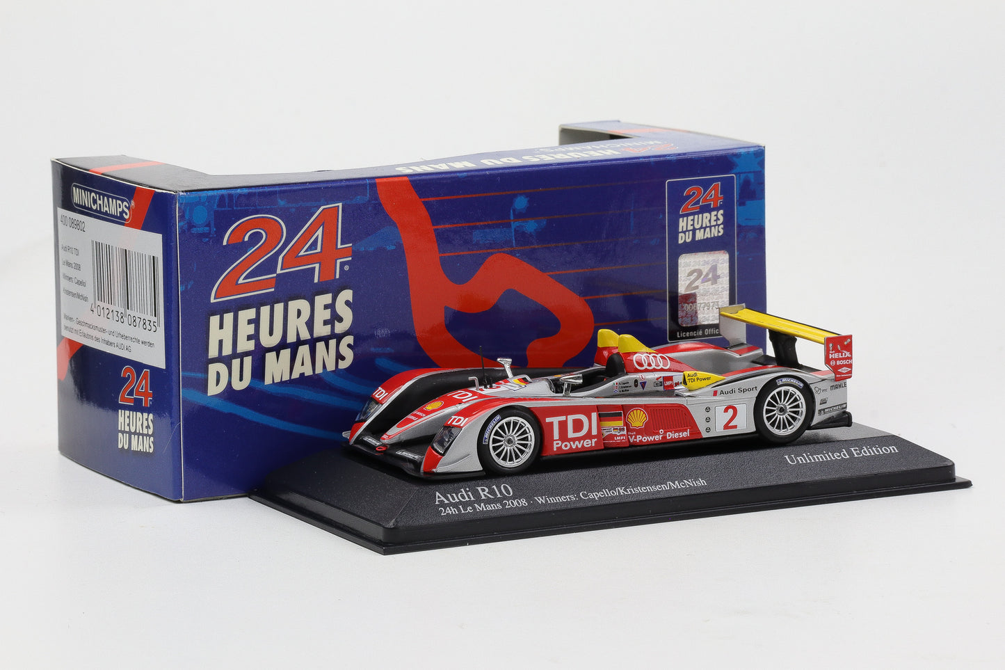 1:43 Minichamps Audi R10 TDI Winner 24h Le Mans 2008 Capello Kristensen Mc Nish