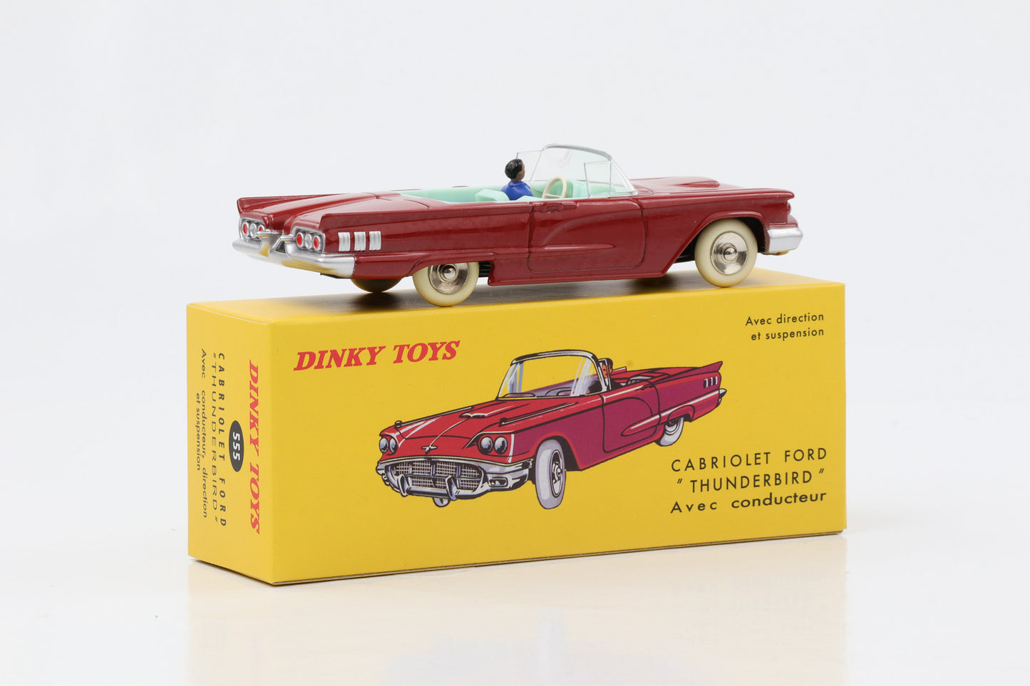 1:43 Ford Thunderbird Cabriolet mit Fahrer rot Dinky Toys DeAgostini Norev 555