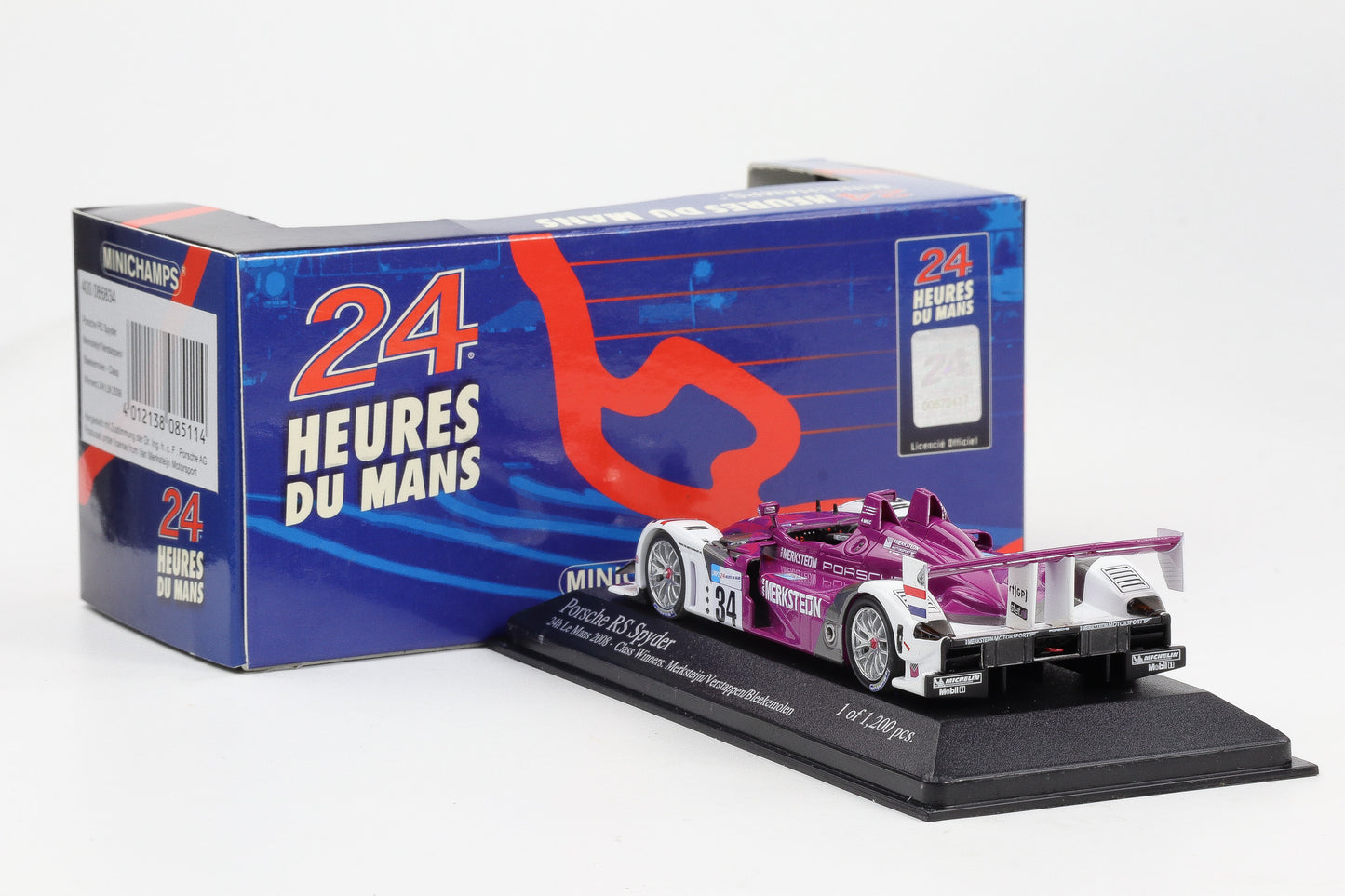 1:43 Minichamps Porsche RS Spyder #34 24H Le Mans 2008 Class Winner Verstappen