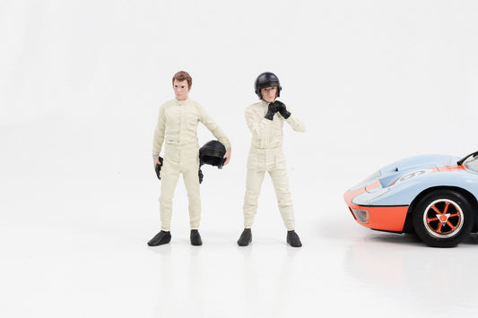 1:18 Figur Race Day Classic Le Mans 2 Rennfahrer mit Helm American Diorama Figuren