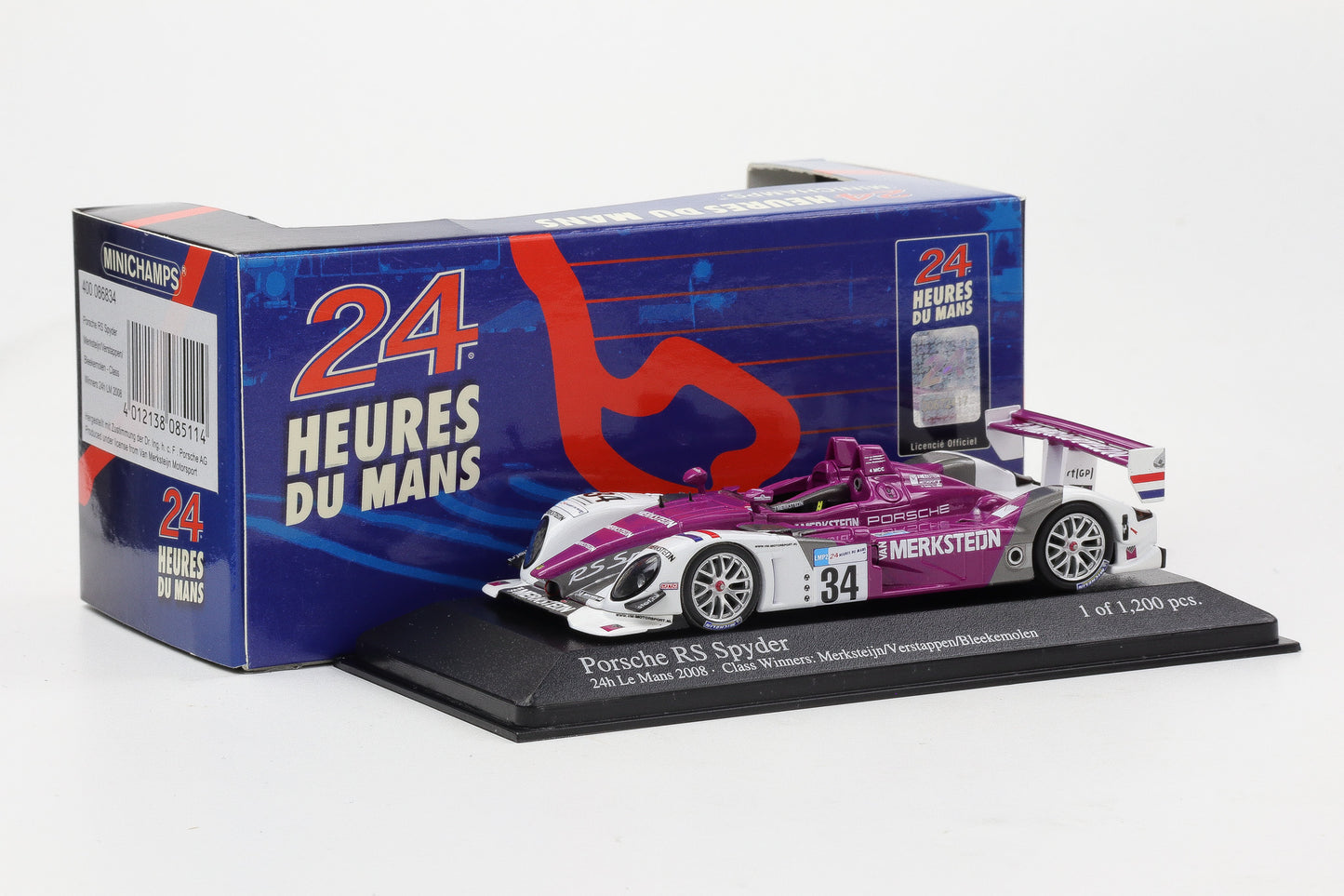 1:43 Minichamps Porsche RS Spyder #34 24H Le Mans 2008 Class Winner Verstappen